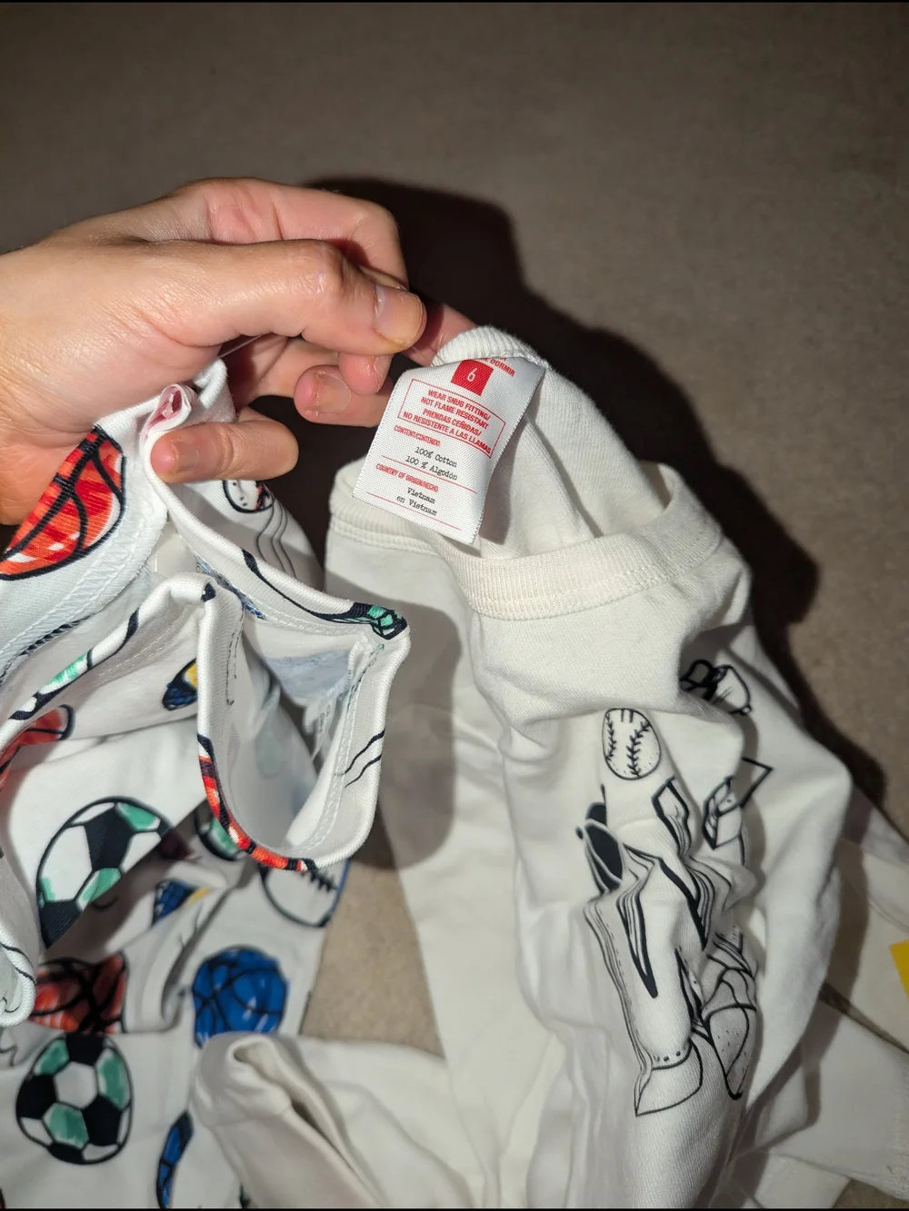 Nwt Kids White Sports Print Pajama Set